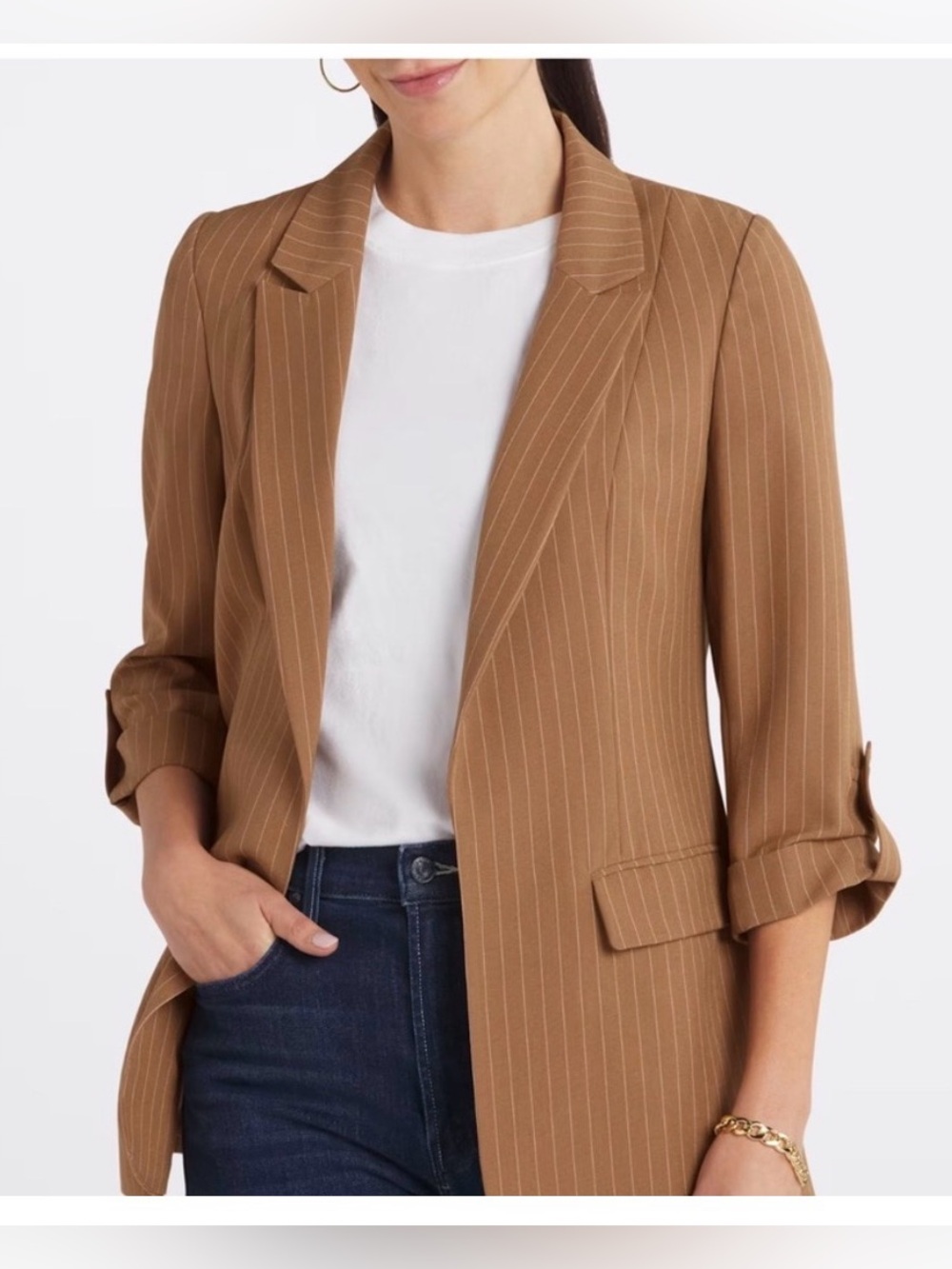 NWT Skies Are Blue Camel Pinstripe Blazer Size Medium